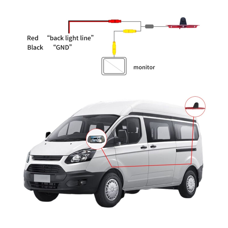 PZ466 Car Waterproof 170 Degree Brake Light View Camera for Ford Transit 2014-2015, PZ466