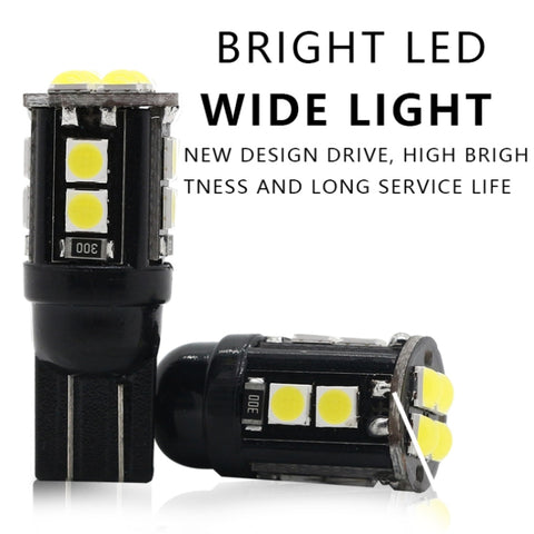 10 PZ T10/168/194 DC12V / 1W / 6000K / 60LM Luci di ingombro per decodifica auto con perline lampada SMD-3030 a 12 LED, T10/168