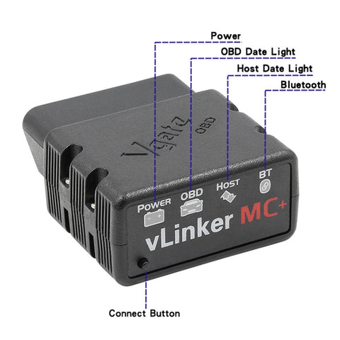 VLINKER MC+ V2.2 Bluetooth 4.0 Rilevatore diagnosi guasti OBD per auto, MC+ V2.2 Bluetooth 4.0