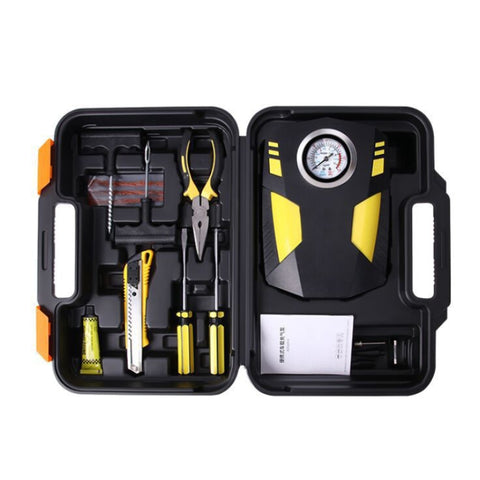 Pompe à air avec puntatore à pédale gonfiabile portable pour auto 12V avec lumière et cassette degli attrezzi, pointeur avec boîte à outils