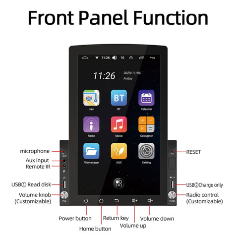 D110 Navigatore per auto Android Supporta l'interconnessione del telefono cellulare/Controllo del volante, D110 10.1-Inch