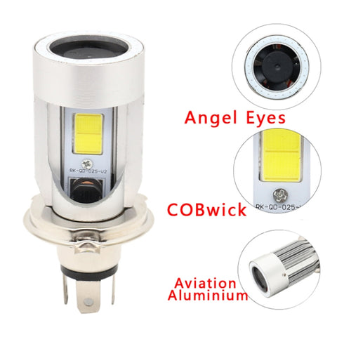 Faro per moto H4 DC12-80V / 20W / 6000K / 2000LM con occhi angelici, H4, H4 (Blue), H4 (Red)