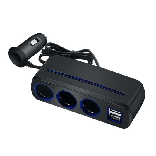 SHUNWEI SD-1938 Accendisigari con caricatore doppio USB 3 in 1 per auto 120W 3A con luce atmosferica, SD-1938 (Black), SD-1938