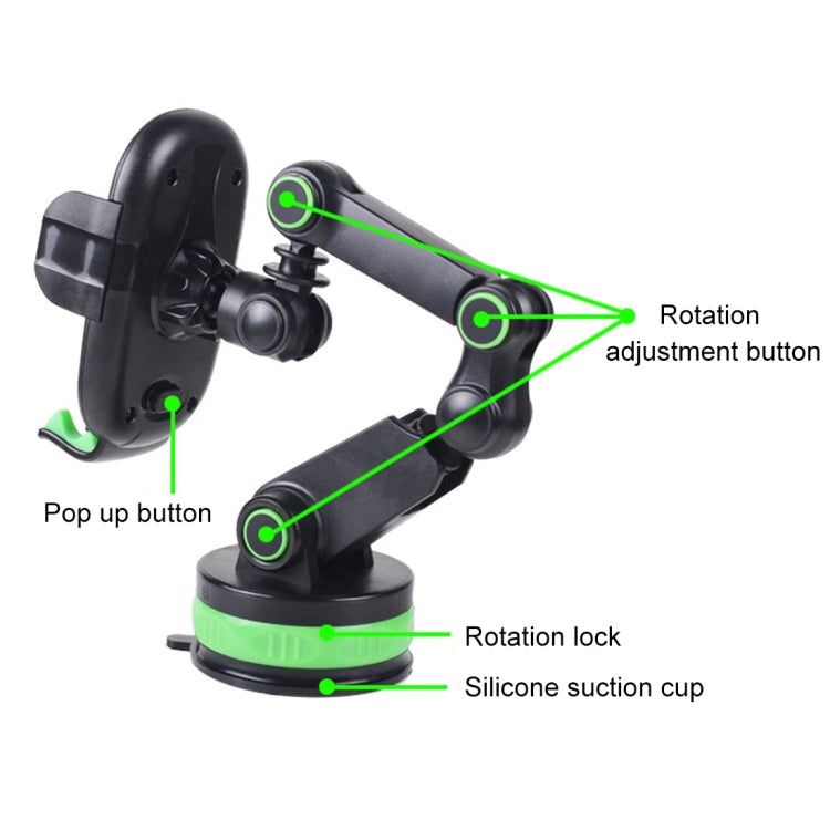 ZP-X0466 Supporto per cellulare con ventosa rotonda telescopica girevole a 360 gradi per auto, ZP-X0466 (Green), ZP-X0466 (Grey)