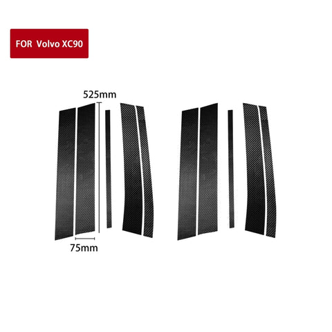 Adesivo decorativo per montanti per porte e finestre 10 in 1 in fibra di carbonio per Volvo XC90 2003-2014, guida a destra e a sinistra universale, Door and Window Pillar