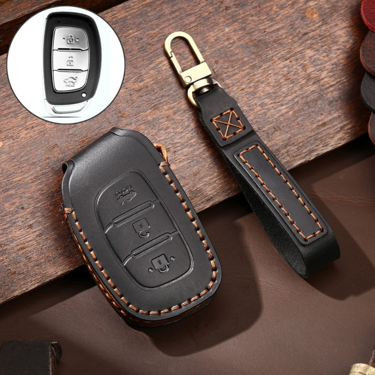 Premium Cowhide Leather Key Cover for Hyundai IX35 B Style