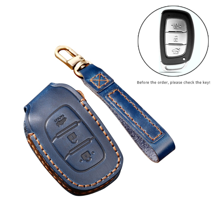 Premium Cowhide Leather Key Cover for Hyundai IX35 B Style