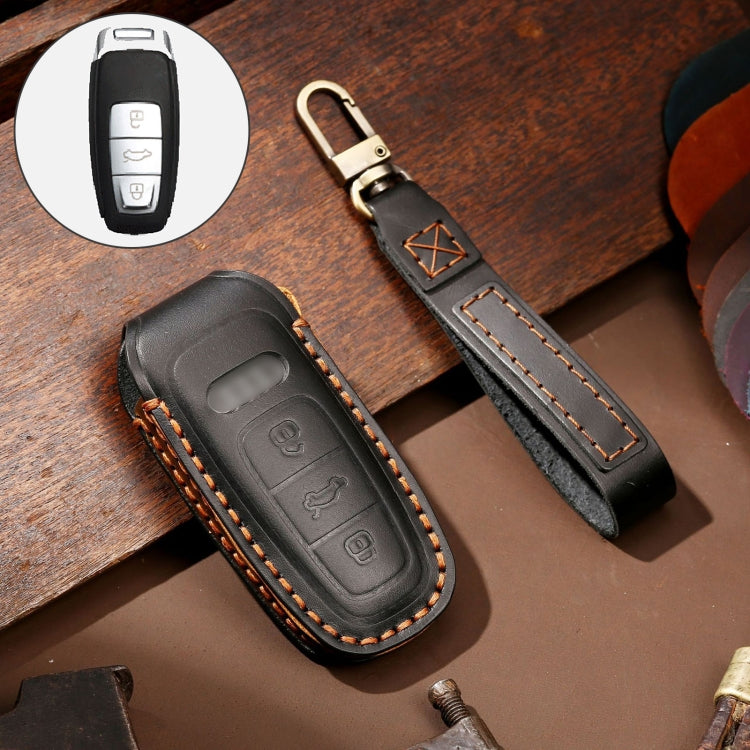Premium Cowhide Leather Key Cover for Audi Models
