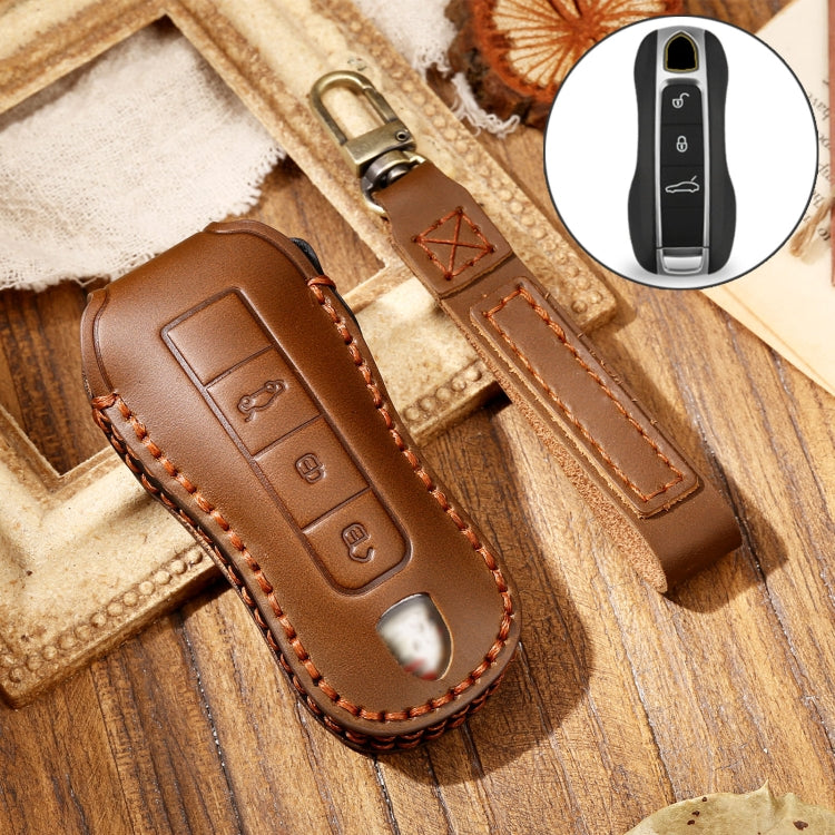 Premium Cowhide Leather Key Cover for Porsche Macan 2021