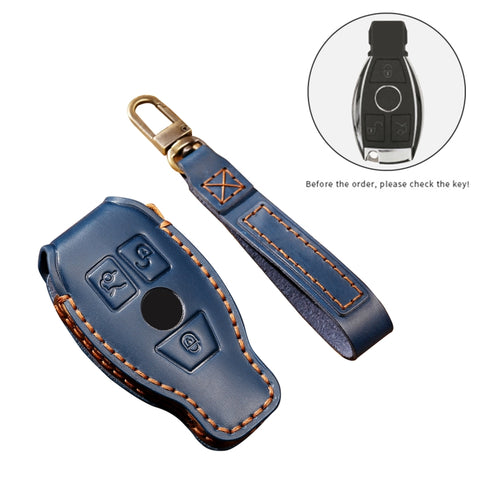 Hallmo Custodia protettiva per chiave in pelle di vacchetta per auto per vecchia Mercedes-Benz E300L, pour l'ancienne Mercedes-Benz E300L