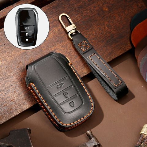Housse de protection pour clé Hallmo en peau de vache pour voiture, pour Toyota Corolla 2017 à 3 boutons, pour Toyota Corolla 2017 à 3 boutons