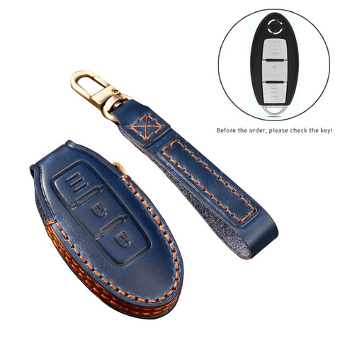 Hallmo Custodia protettiva per chiave en pelle di vacchetta per auto pour Nissan Sylphy à 2 pulsanti, pour Nissan Sylphy 2 boutons