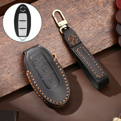 Hallmo Custodia protettiva per chiave en pelle di vacchetta per auto pour Nissan Sylphy à 3 pulsanti, pour Nissan Sylphy boîte arrière à 3 boutons