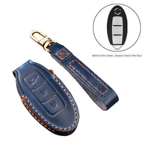 Hallmo Custodia protettiva per chiave en pelle di vacchetta per auto pour Nissan Sylphy à 3 pulsanti, pour Nissan Sylphy boîte arrière à 3 boutons