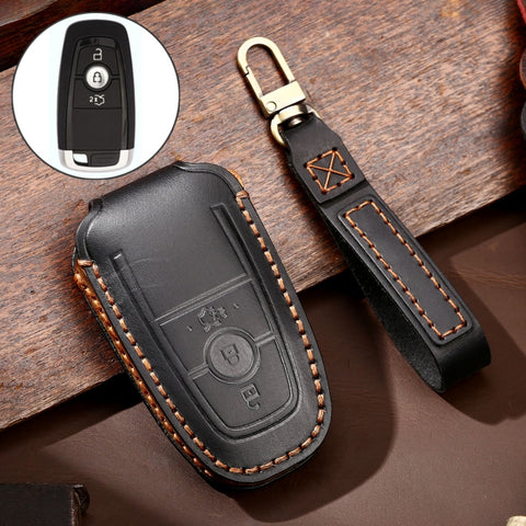 Hallmo Custodia protettiva per chiave in pelle di vacchetta per auto for Ford Focus B Style, pour Ford Focus B Style