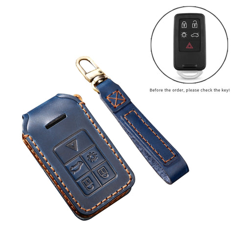 Custodia protettiva per chiave Hallmo en pelle di vacchetta per auto Volvo 5 pulsanti, pour Volvo 5 boutons