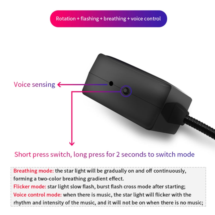 c208-5v-0-1w-ipx4-usb-stella-rotante-per-auto-luci-lampada-per-atmosfera-cielo-stellato-rosso-blu-c208-red-blue - immagine 4