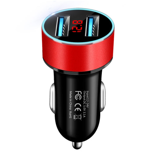 5V 3.1A Car Dual USB Charger with LED Display - Multiple