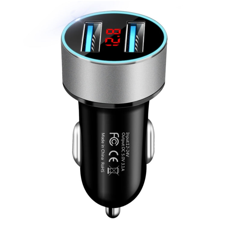 5V 3.1A Car Dual USB Charger with LED Display - Multiple