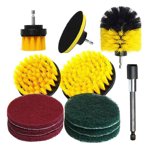 Set di testine per trapano elettrico disincrostante per la pulizia dei vetri delle finestre, pavimenti, pareti, 12 in 1, consegna a colori casuale, 12 in 1, Random Color Delivery