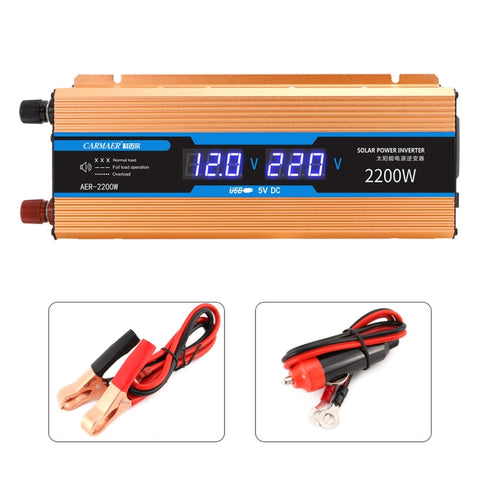 Convertitore di Potenza Carmaer 24V a 220V 2200W con Doppio Display