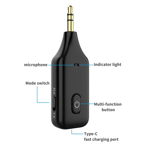 Trasmettitore ricevitore Bluetooth per auto A60 3 in 1 3.5AUX Chiamata in vivavoce, A60