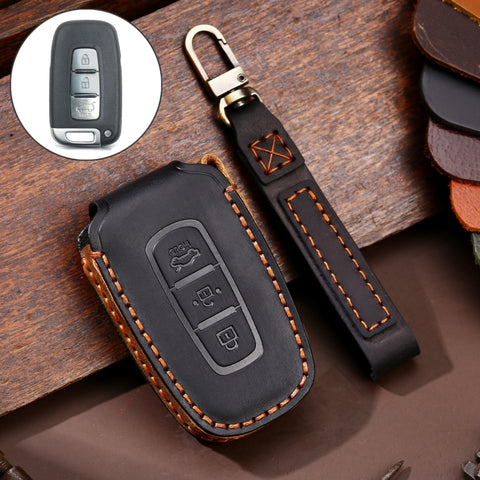 Custodia protettiva per chiave Hallmo en pelle di vacchetta per auto pour KIA K2 / K3 / K5 à 3 pulsanti, pour KIA K2 / K3 / K5 3 boutons