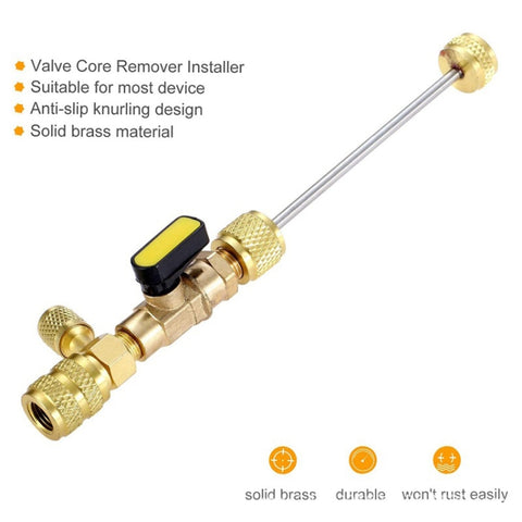 Outil d'installation pour bobine de jante R410A R22 avec porte SAE 1/4 et 5/16 de double dimension, R410A