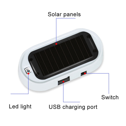 Spia LED antifurto per auto a energia solare, Blu, Rosso