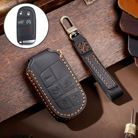 Housse de protection Hallmo pour clé de voiture en cuir véritable pour Jeep Compass 5 boutons, pour Jeep Compass 5 boutons (marron), pour Jeep Compass 5 boutons (noir), pour Jeep Compass 5 boutons (bleu)