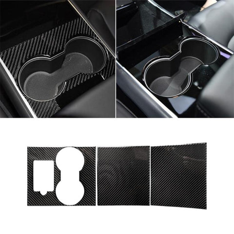 Adhésif décoratif pour contrôle central de voiture en fibre de carbone à 3 pièces pour Tesla Model 3, contrôle central