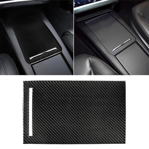 Adhésif décoratif pour panneaux portables pour voiture en fibre de carbone pour Tesla Model X, panneau de boîte de rangement