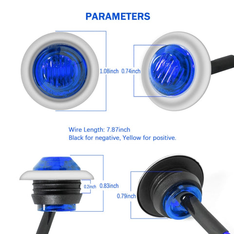 10 pezzi MK-118 3/4 pollici con struttura in metallo per auto/camion 3 LED indicatori di direzione laterali lampada a lampadina, MK-118(Blue Light), MK-118(Green Light), MK-118(Red Light), MK-118(White Light), MK-118 (Yellow Light)