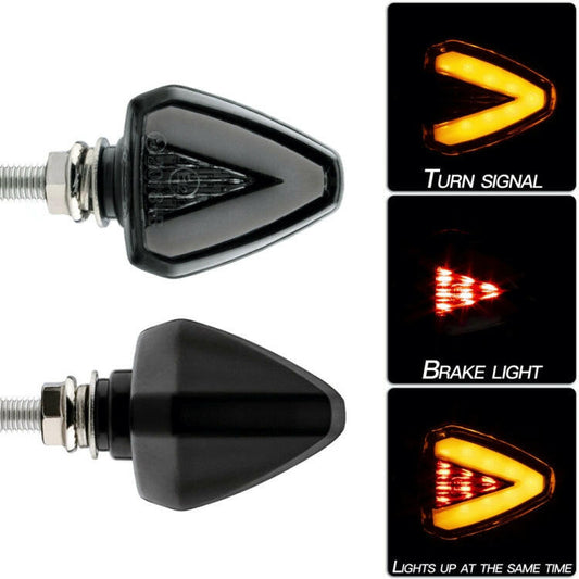 2 PZ KC018A Indicatore di direzione del freno a LED bicolore a forma di V triangolare per moto, KC018A - Novalix Store