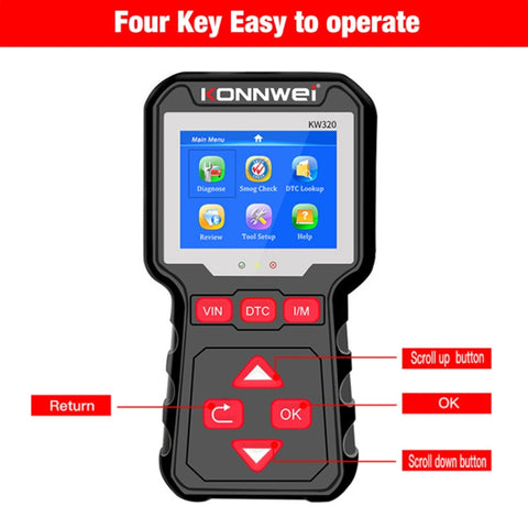 KONNWEI KW320 Strumento di diagnosi guasti OBD2 per auto, KW320
