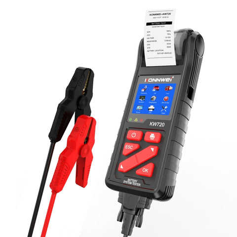 KONNWEI KW720 Tester per batterie al piombo-acido da 3,2 pollici 6V-24V con stampante, KW720