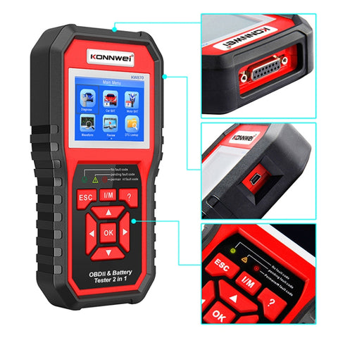 KONNWEI KW870 Diagnosi guasti OBD2 per auto 2 in 1 + Tester batteria, KW870