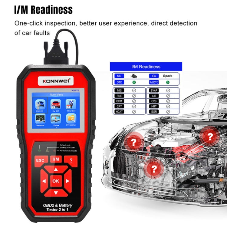 KONNWEI KW870 OBD2 Fault Diagnostic Tool & Battery Tester