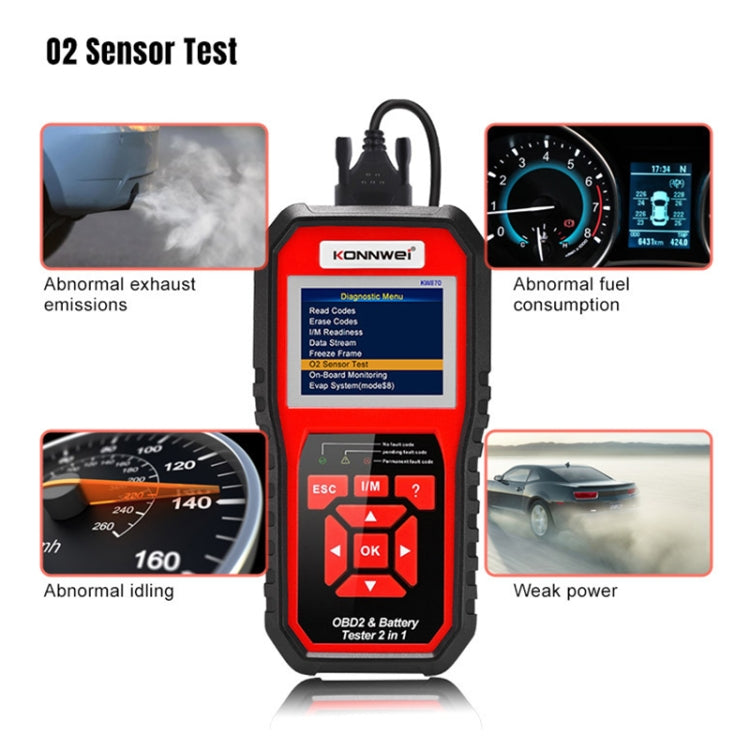KONNWEI KW870 OBD2 Fault Diagnostic Tool & Battery Tester