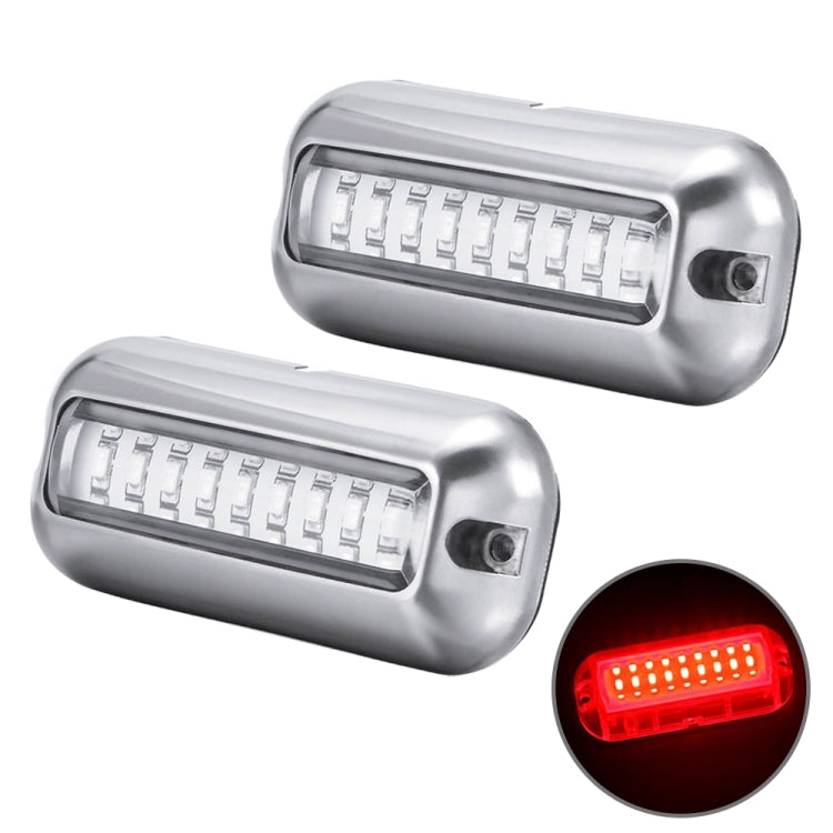 2 PCS MK-027 Ship / Yacht 10-30V 27LEDs Waterproof Stainless Steel Underwater Light, Underwater Light(Red Light), Underwater Light(White Light)         ...