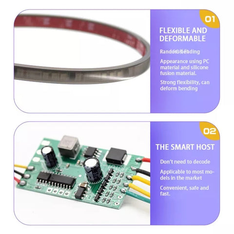 S20-200CM 200cm DC12V-24V LED arrière de voiture RGB Luci di marcia diurna Striscia Lampada colorata, S20-200CM