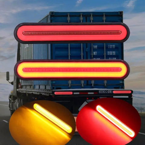 2 pezzi di guida luminosa per rimorchio per camion pesanti, 100 LED, luce freno bicolore, Two-color - Novalix Store