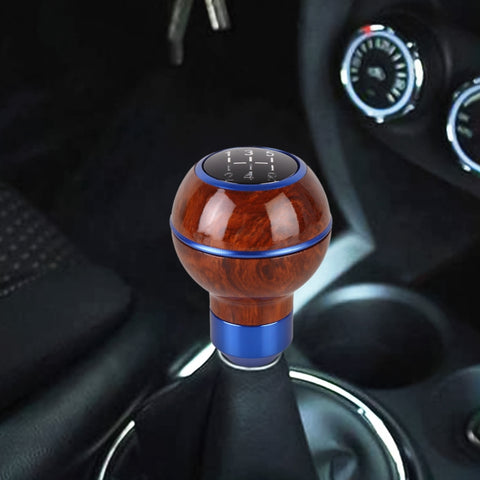 Pomello del cambio in metallo con struttura in legno universale per auto, Texture bois (bleu), Texture bois (argent)