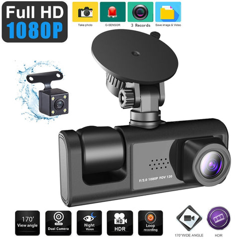 Registratore di guida per auto con visione notturna HD A1 a 3 obiettivi, A1