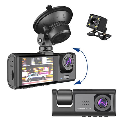 Registratore di guida per auto con visione notturna HD A1 a 3 obiettivi, A1