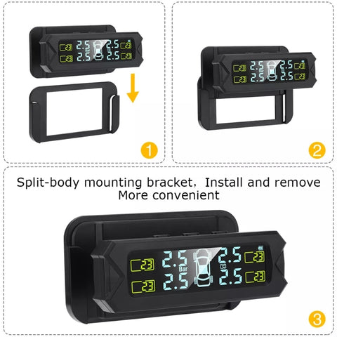 Sistema di monitoraggio della pressione dei pneumatici a ricarica solare per auto ad alta precisione TPMS, sensore acustico integrato, Built-in Beep Sensor
