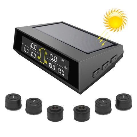 Système de surveillance de la pression des pneumatiques sans fil solaire pour voiture TPMS 6 capteurs externes pour autobus par camion à 6 routes, surveillance solaire sans fil de la pression des pneus