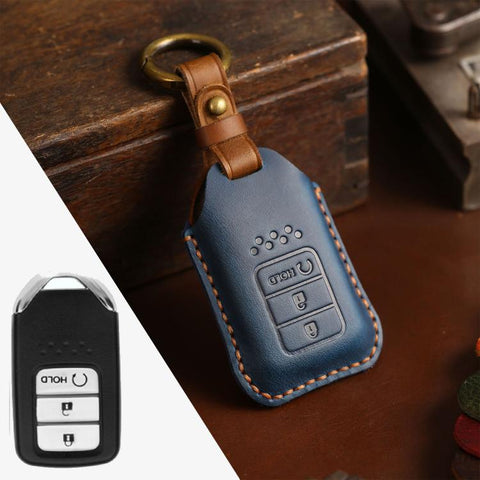 Housse de protection pour clé en peau de vache pour voiture Honda, version initiale avec trois clés, Pour Honda, Version de démarrage à trois clés, Pour Honda, Version à trois clés