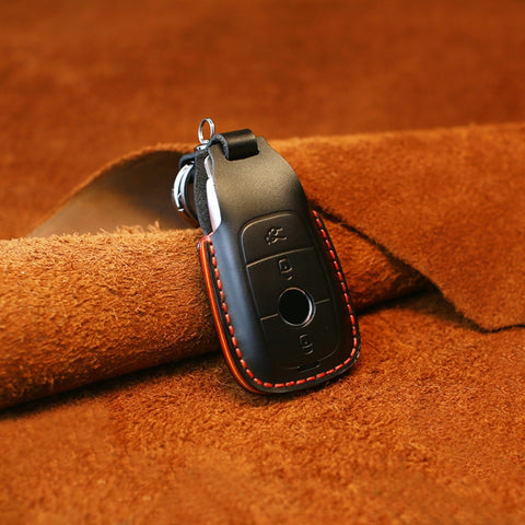 Pour Mercedes-Benz Custodia protettiva per chiave en pelle di vacchetta stile bordo colorato, Pour Mercedes-Benz