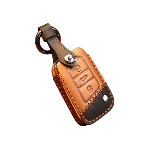 Custodia protettiva per chiave in pelle di vacchetta per auto Volkswagen, versione B, For Volkswagen, B Version
